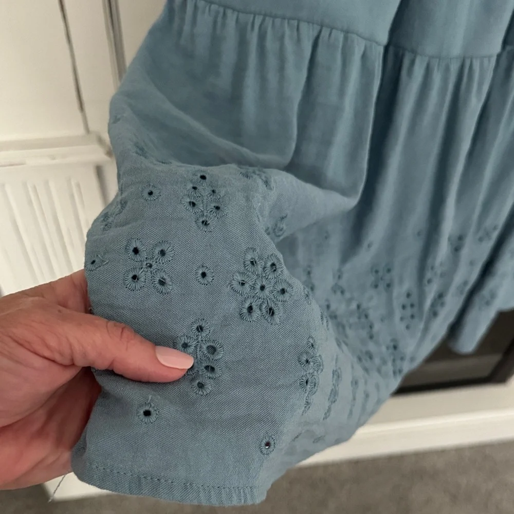 Smocked Ruffle Strap Maxi Dress in Dusty Blue - Picture 8 of 8